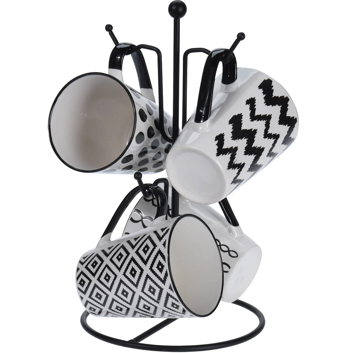 Excellent Houseware 4 Bekers In Metalen Rekje 1 Excellent Houseware 4 Bekers In Metalen Rekje