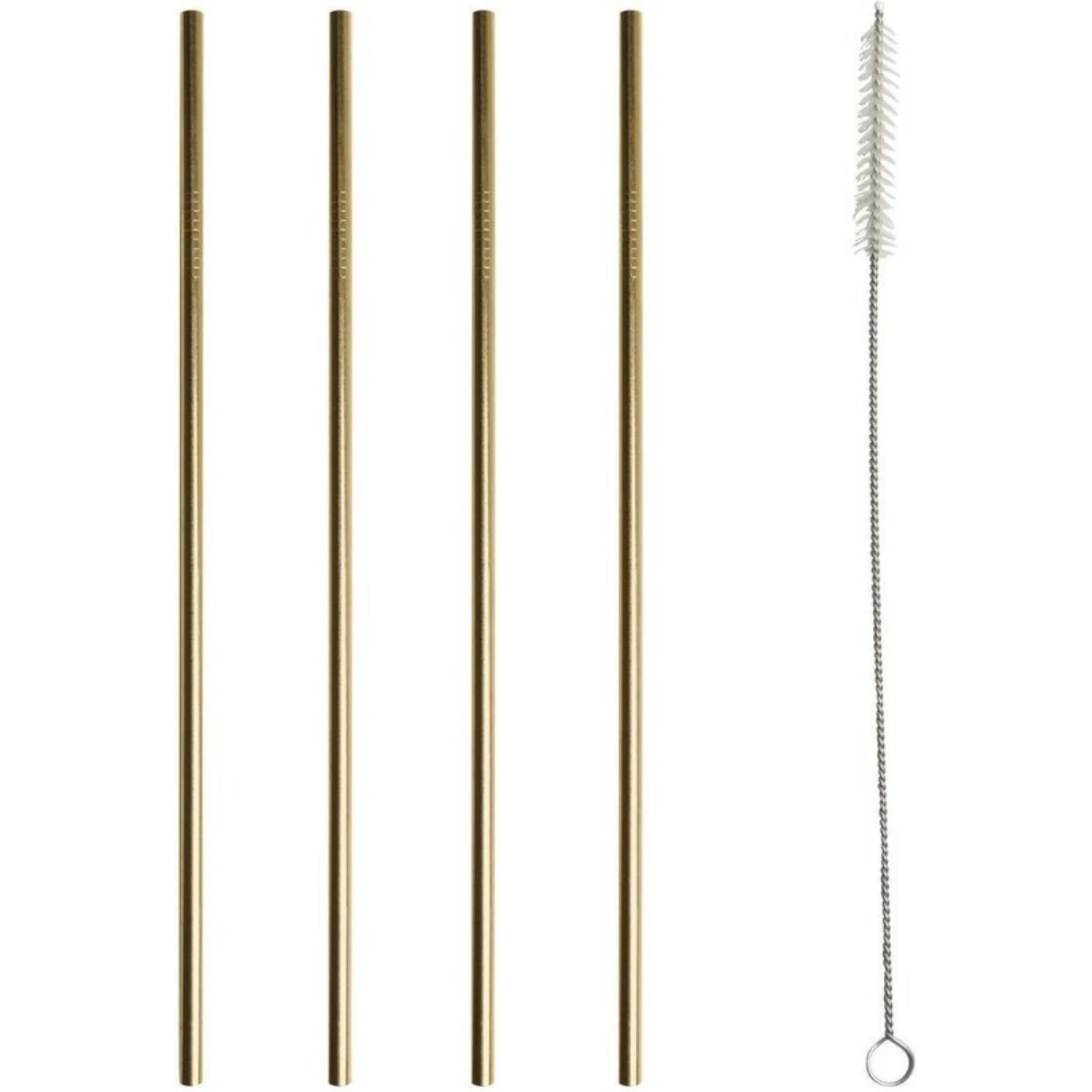 Gusta Rvs Rietjes + Borstel Goud 4 Stuks 1 Gusta Rvs Rietjes + Borstel Goud 4 Stuks