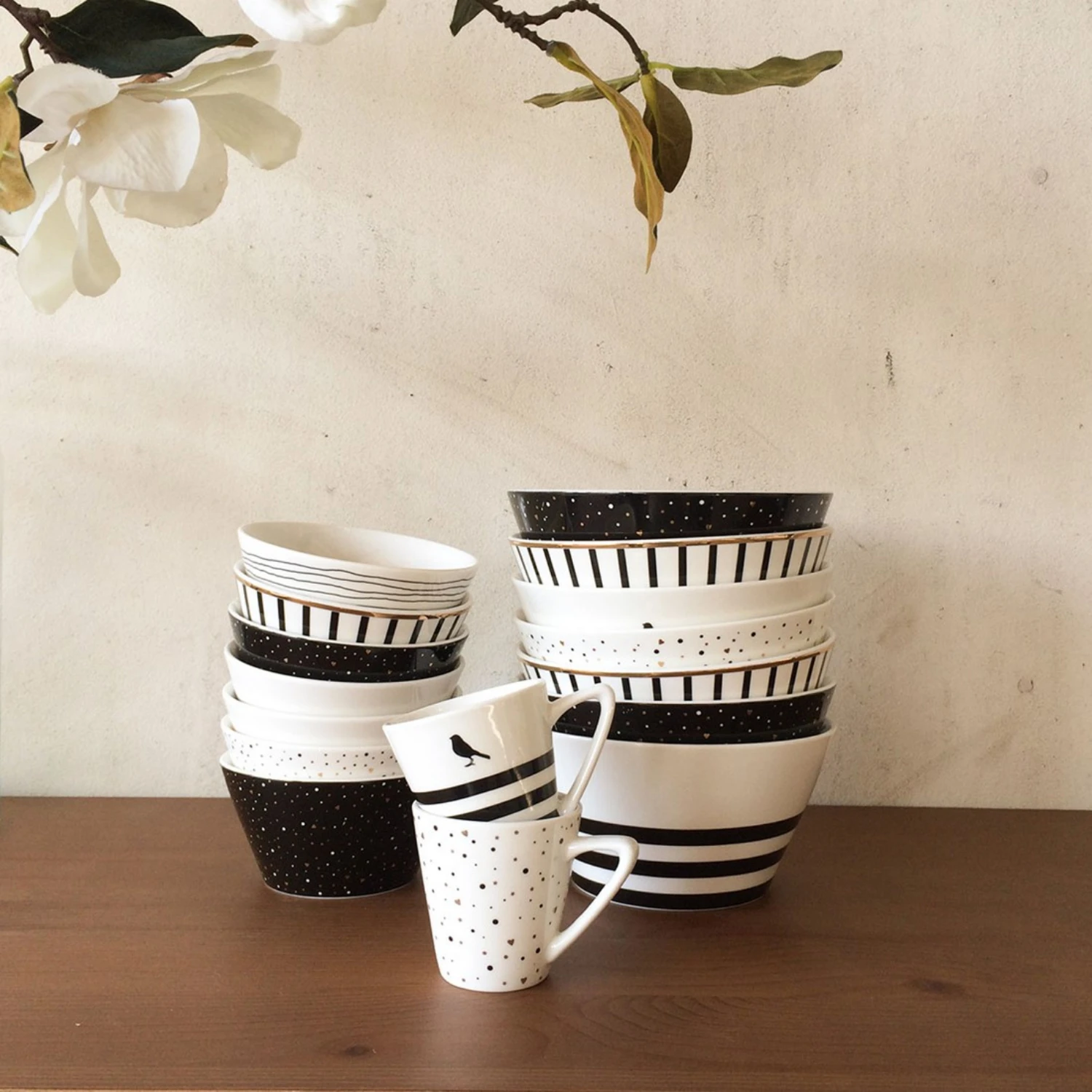 Dutch Rose Amsterdam Loft Kom 10 Cm Wit Streep Zwart 2 Dutch Rose Amsterdam Loft Kom 10 Cm Wit Streep Zwart - Afbeelding 2