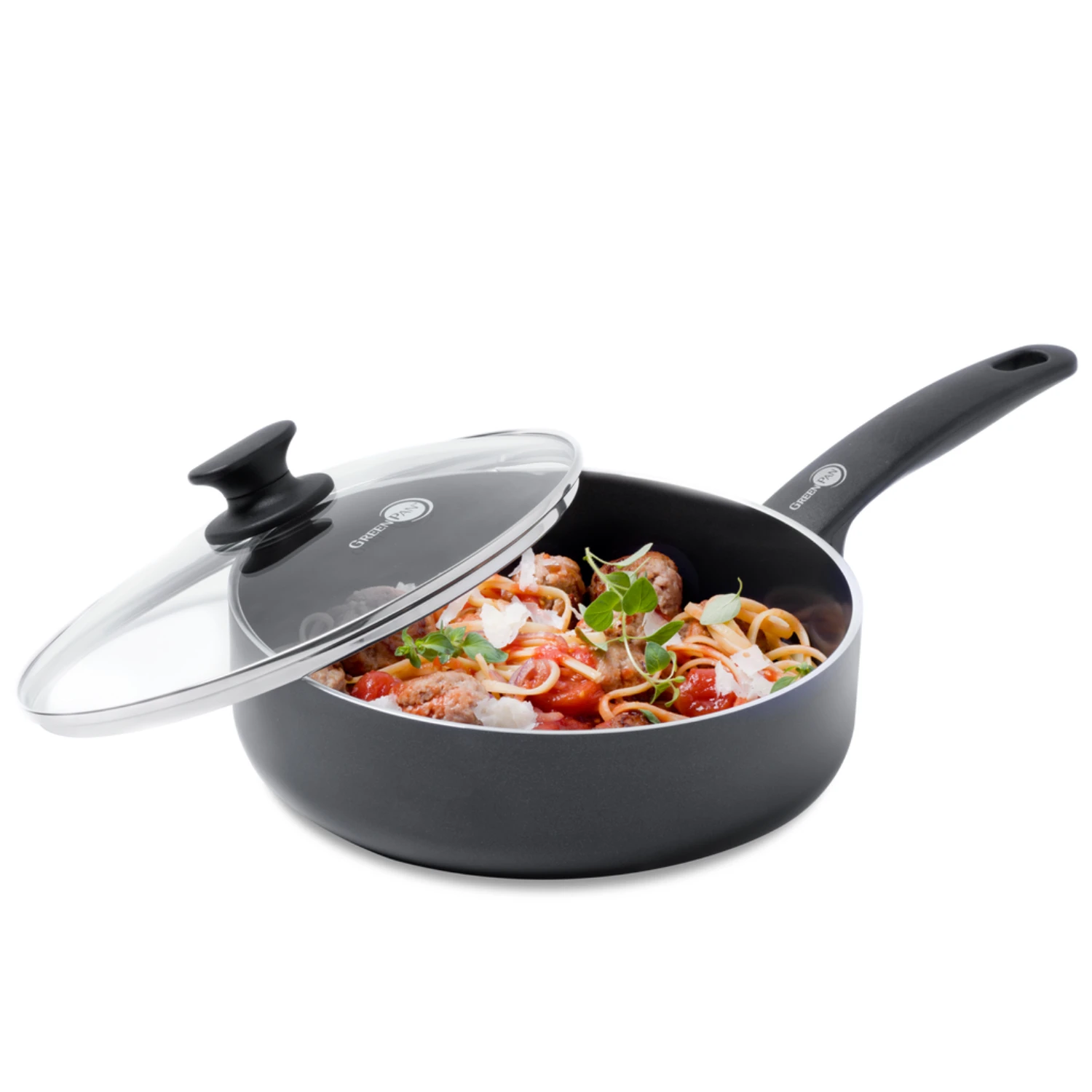 GreenPan Cambridge Black Hapjespan Met Deksel Ø24 Cm 2 GreenPan Cambridge Black Hapjespan Met Deksel Ø24 Cm - Afbeelding 2