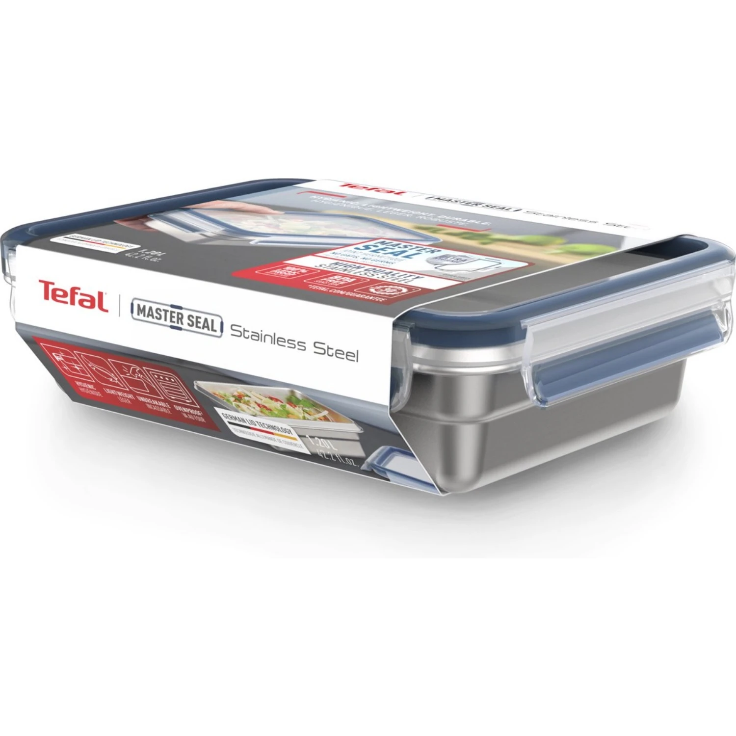 Tefal Masterseal RVS Vershouddoos Rechthoek 1.2 L 2 Tefal Masterseal RVS Vershouddoos Rechthoek 1.2 L - Afbeelding 2