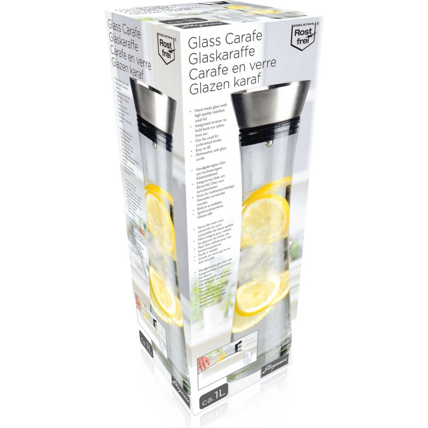 Cuisine Elegance Karaf Met Zeef Glas 1 Liter 2 Cuisine Elegance Karaf Met Zeef Glas 1 Liter - Afbeelding 2