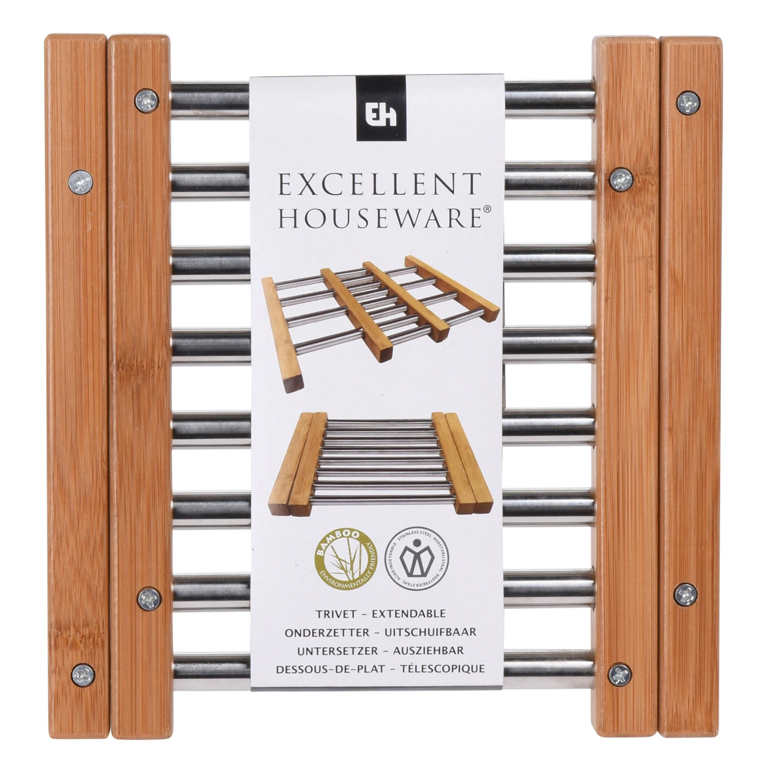 Onderzetter RVS Met Bamboe 21,5 X 22 Cm 1 Onderzetter RVS Met Bamboe 21,5 X 22 Cm