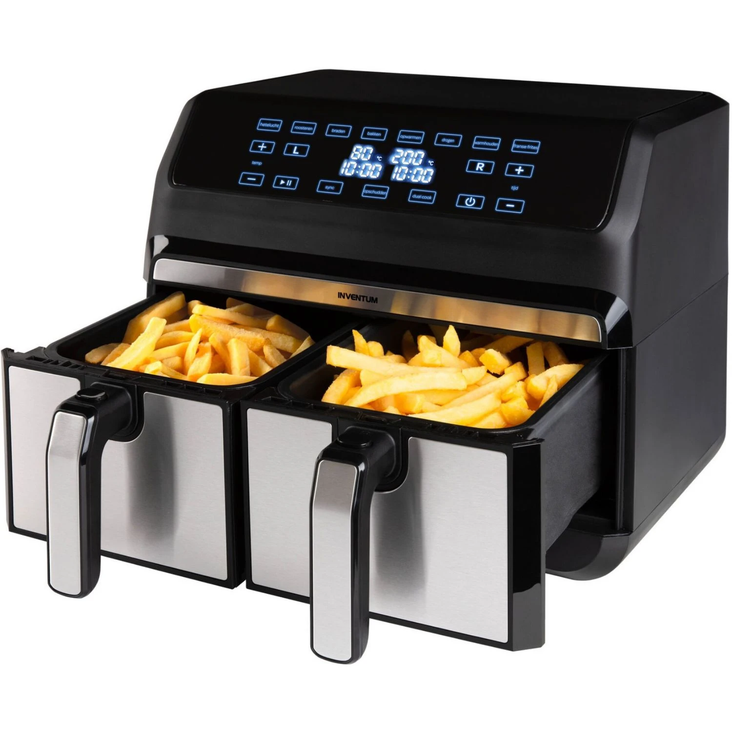 Inventum Hetelucht Friteuse Dubbel 2x 4 L Rvs/ Zwart 1700W 2 Inventum Hetelucht Friteuse Dubbel 2x 4 L Rvs/ Zwart 1700W - Afbeelding 2